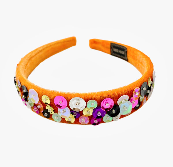 (PREORDER) PRE-TIED BOW-🎃👻 Happy Halloween Hand-Sewn Sequin Velvet Bow