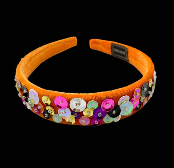 (PREORDER) PRE-TIED BOW-🎃👻 Happy Halloween Hand-Sewn Sequin Velvet Bow