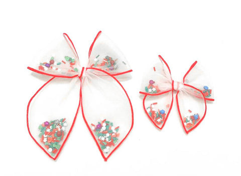 Choose Size PRE-FILLED/PRE-TIED SHAKER BOW-Jingle Bells