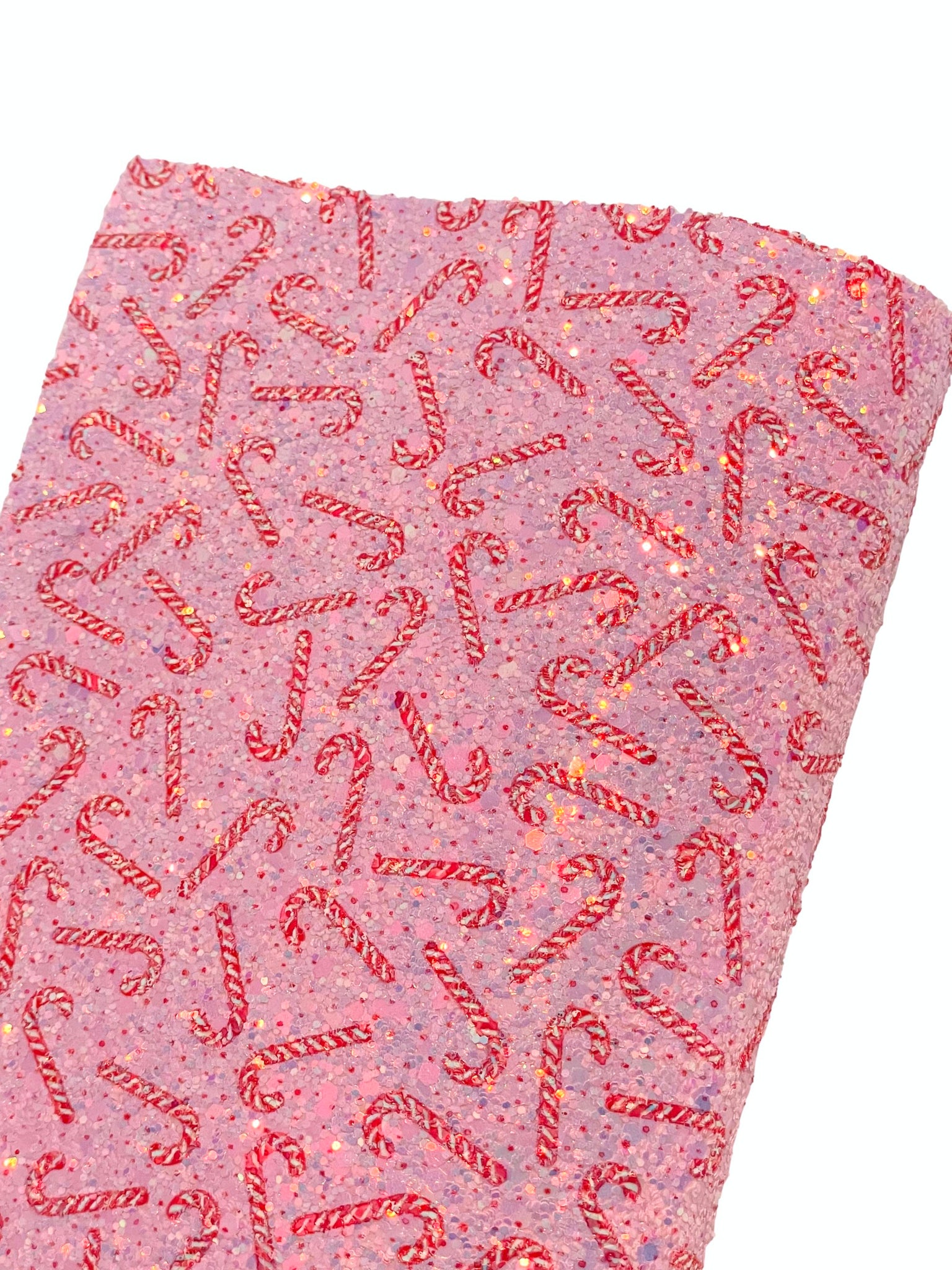 NEW! (PINK) Iridescent Candy Canes Chunky Glitter w/ Felt Backing-READY TO SHIP