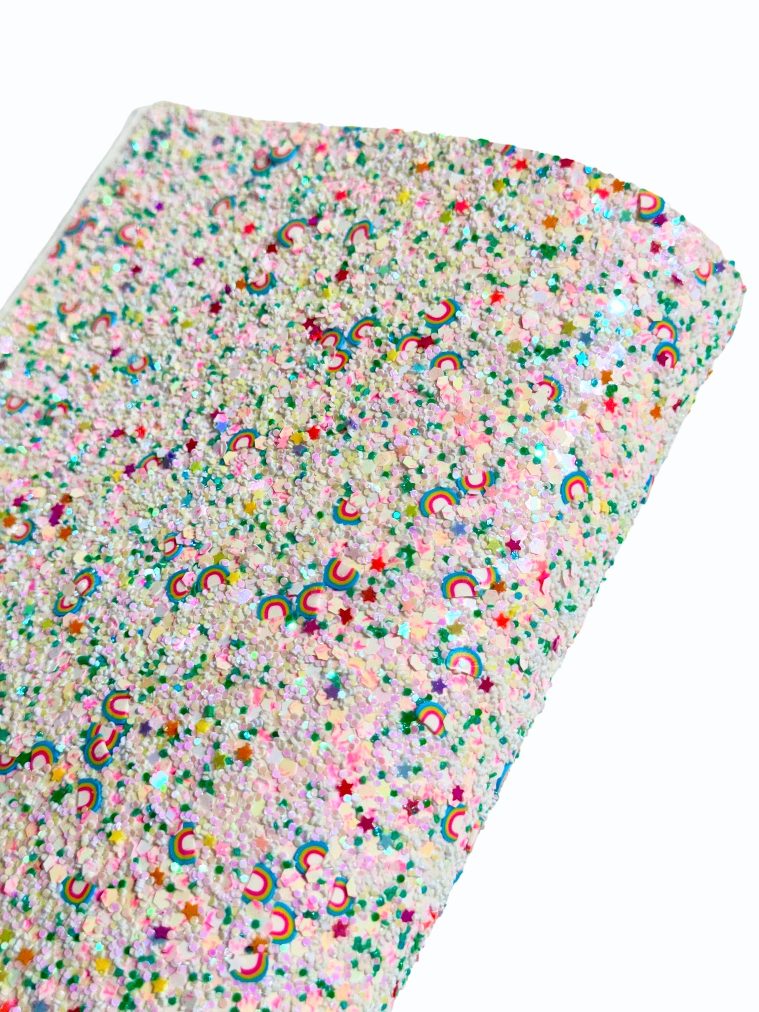NEW! Rainbows and Stars Chunky Glitter w/ Felt Backing-READY TO SHIP