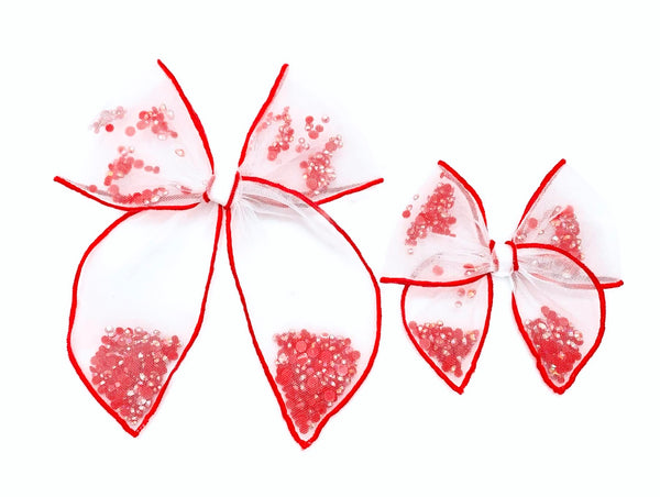**READY TO SHIP!** Choose Color/Size PRE-FILLED/PRE-TIED SHAKER BOW-SOLID Sparkle Bows