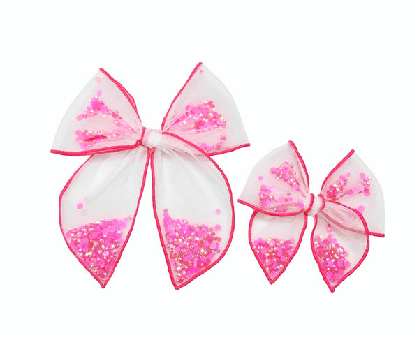 **READY TO SHIP!** Choose Color/Size PRE-FILLED/PRE-TIED SHAKER BOW-SOLID Sparkle Bows