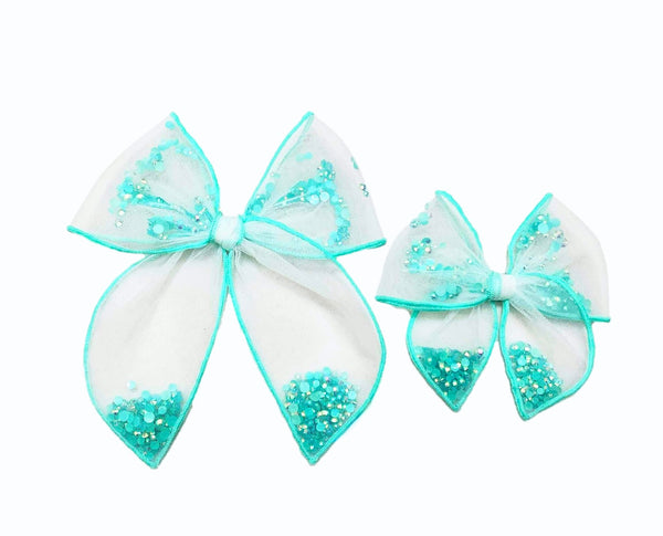 **READY TO SHIP!** Choose Color/Size PRE-FILLED/PRE-TIED SHAKER BOW-SOLID Sparkle Bows