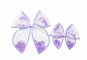 **READY TO SHIP!** Choose Color/Size PRE-FILLED/PRE-TIED SHAKER BOW-SOLID Sparkle Bows