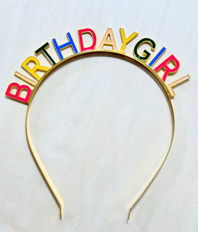 **READY TO SHIP!** Metal Birthday Girl Rainbow HEADBAND