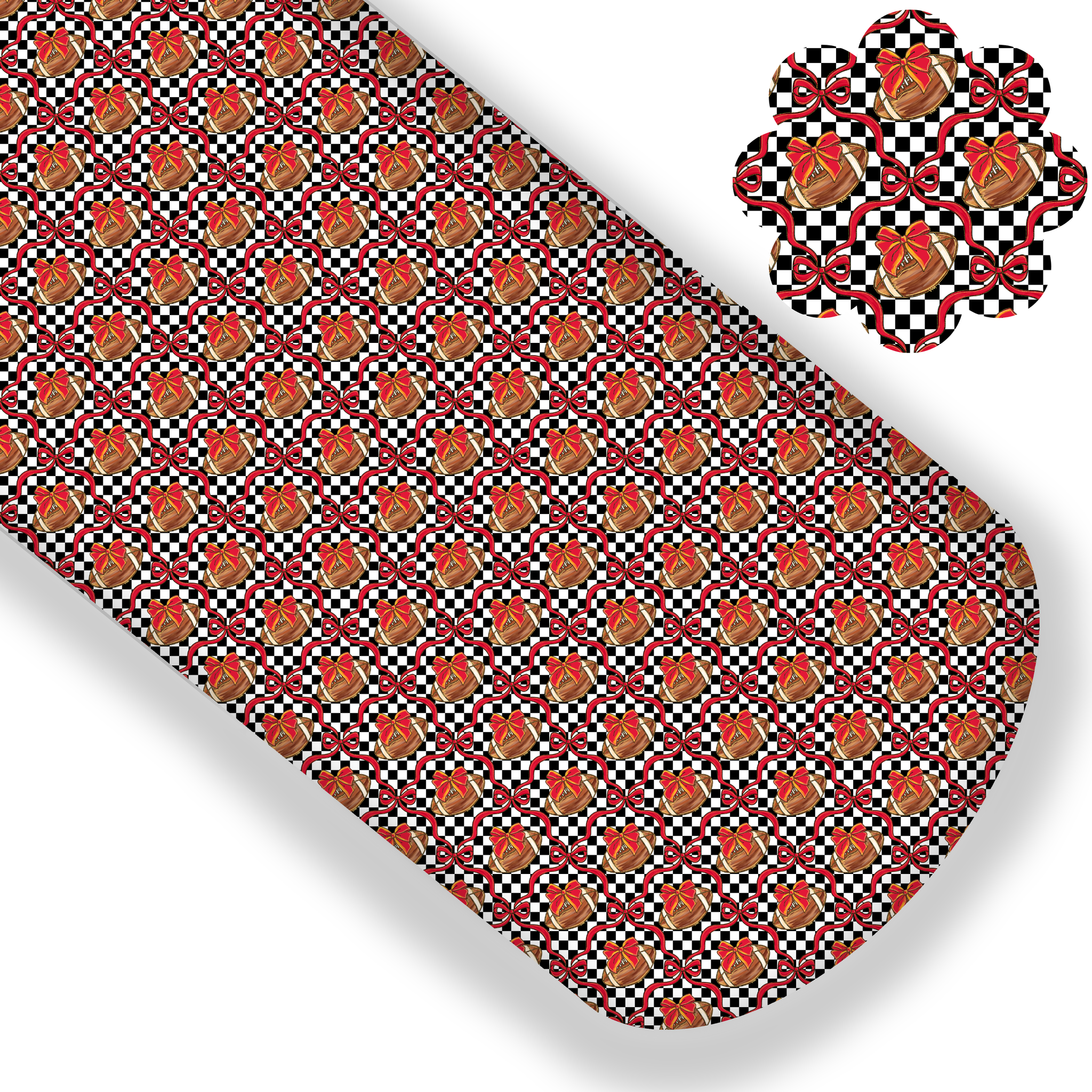 KC Checkered Bows Premium Faux Leather