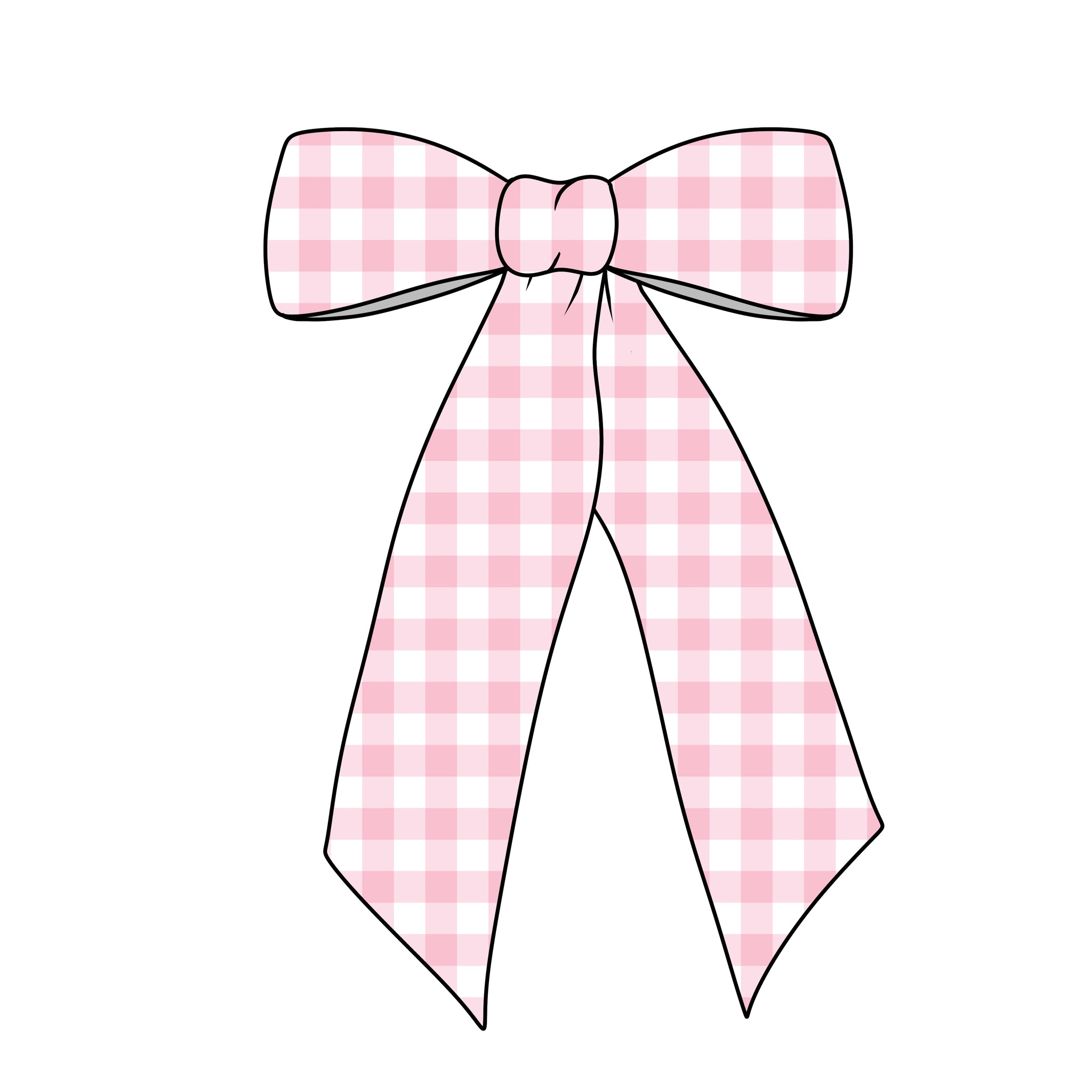 (PREORDER) PRE-TIED LONG TAILS BOW-Pink Gingham