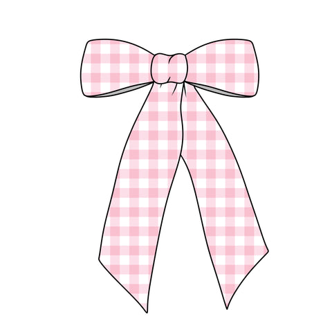 (PREORDER) PRE-TIED LONG TAILS BOW-Pink Gingham