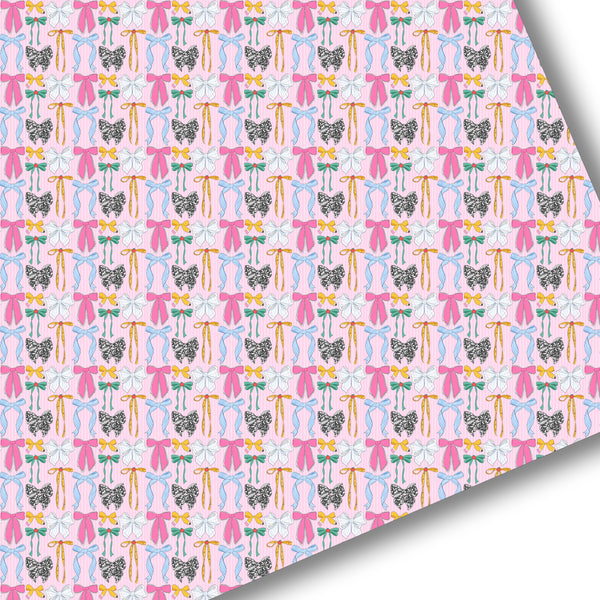 Pink School Bows Premium Faux Leather
