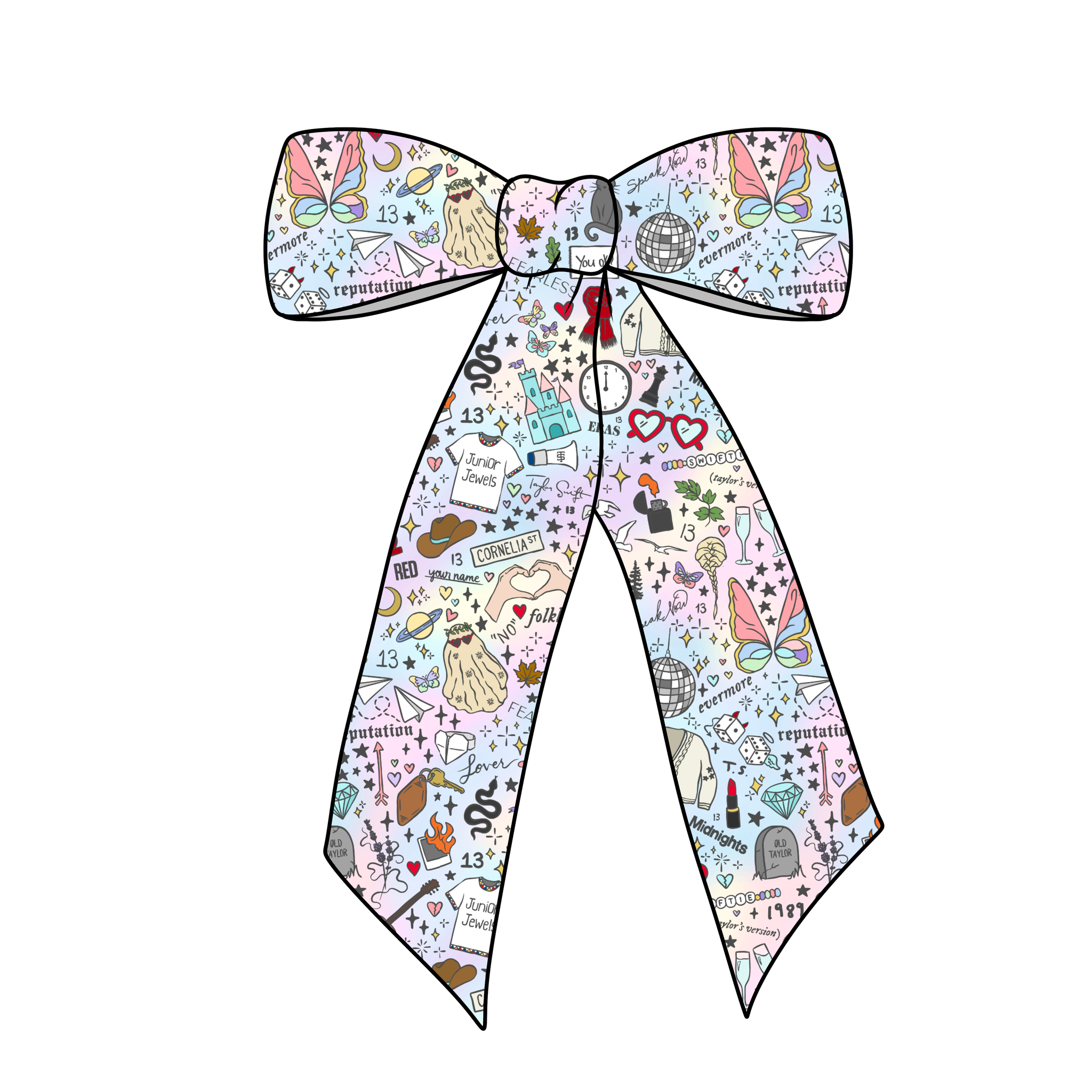 (PREORDER) PRE-TIED LONG TAILS BOW-Rainbow Swiftie Eras