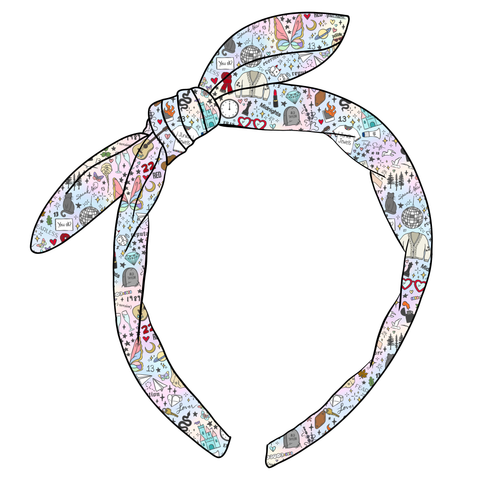 (PREORDER) KNOTTED BOW HEADBAND-Rainbow Swiftie Eras