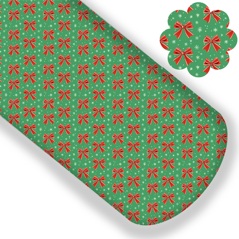 **READY TO SHIP!** Green/Red Christmas Coquette Bows Premium Faux Leather