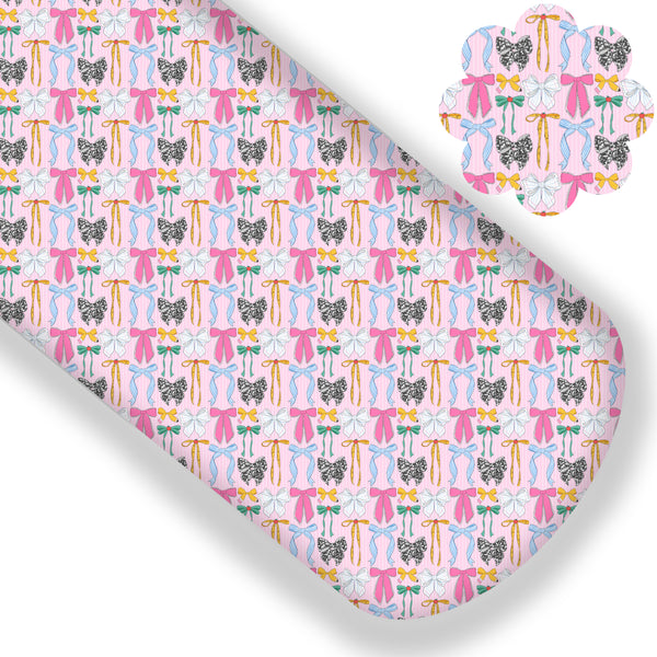 Pink School Bows Premium Faux Leather