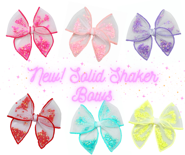 **READY TO SHIP!** Choose Color/Size PRE-FILLED/PRE-TIED SHAKER BOW-SOLID Sparkle Bows