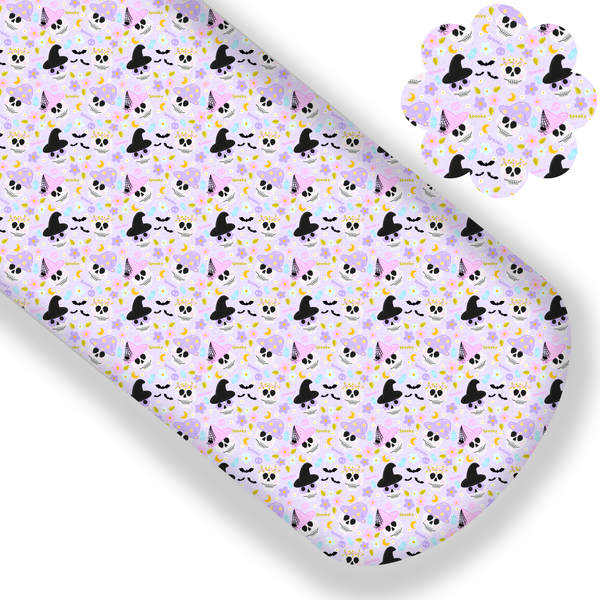 Spooky Floral Skulls Premium Faux Leather