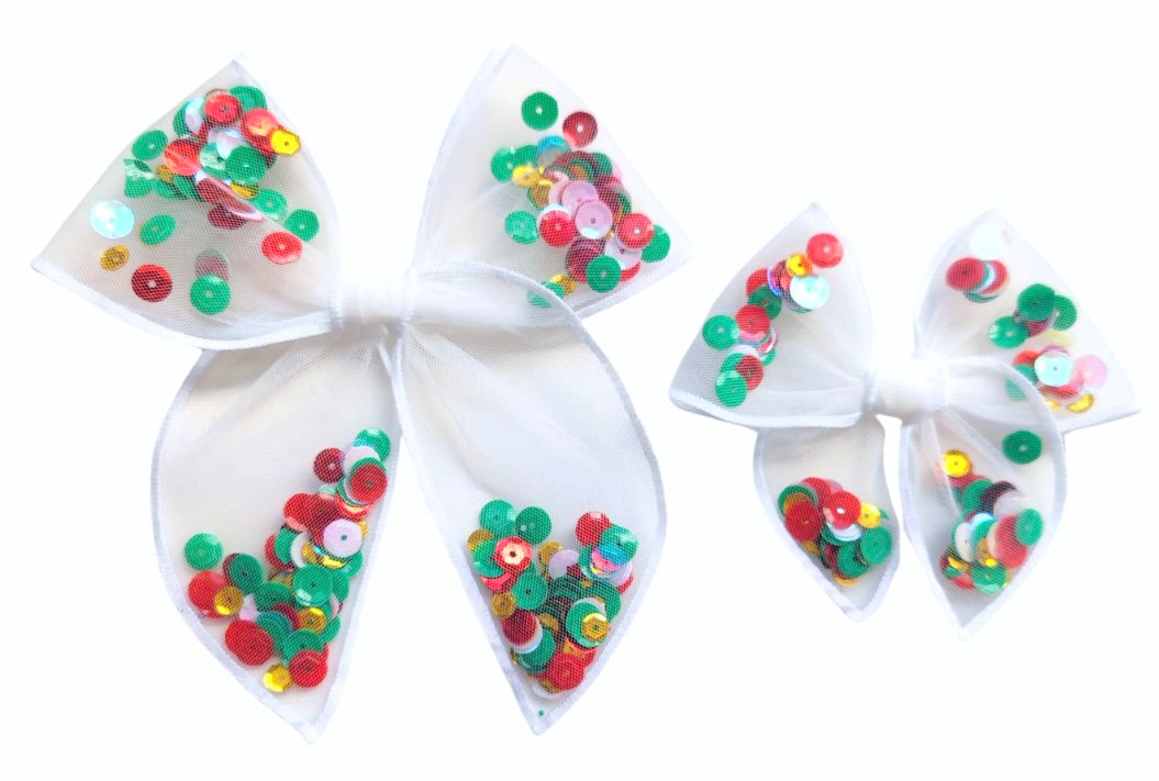 Choose Size PRE-FILLED/PRE-TIED SHAKER BOW-Merry & Bright