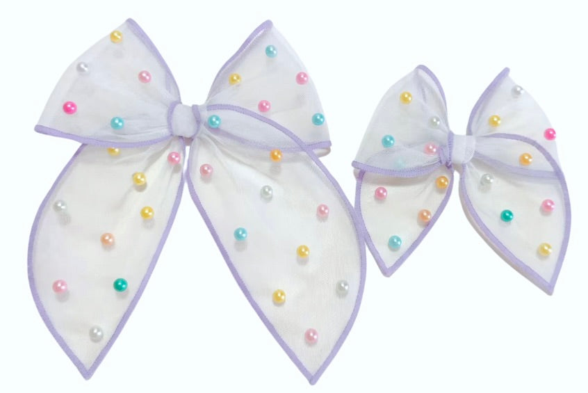 (PREORDER) Choose Size PRE-TIED TULLE Beaded Bow