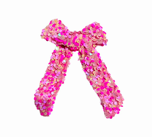 **READY TO SHIP** Choose Color-Long Tail Sequin Sparkle Bows