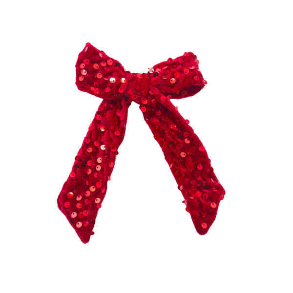 **READY TO SHIP** Choose Color-Long Tail Sequin Sparkle Bows