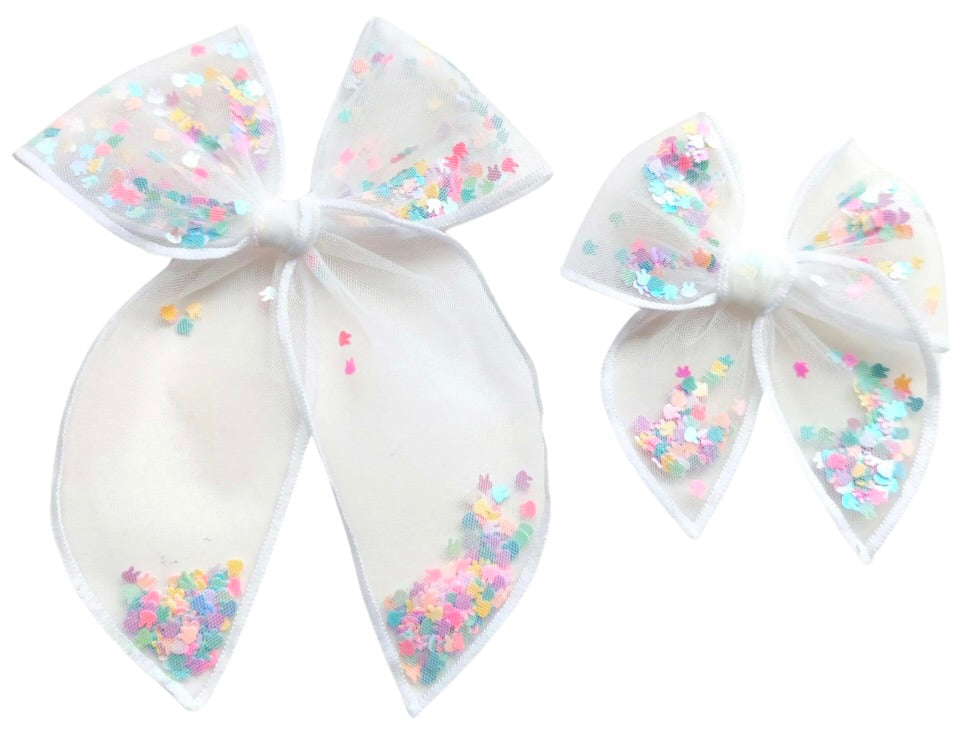 Choose Size PRE-FILLED/PRE-TIED SHAKER BOW-Colorful Bunnies
