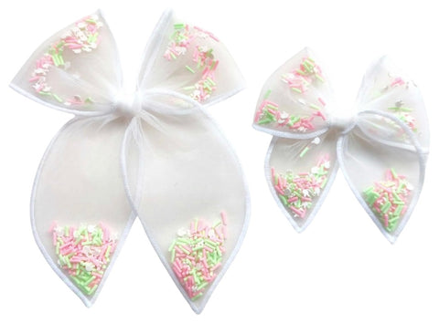 (PREORDER) Choose Size PRE-FILLED/PRE-TIED SHAKER BOW-Spring Bunny