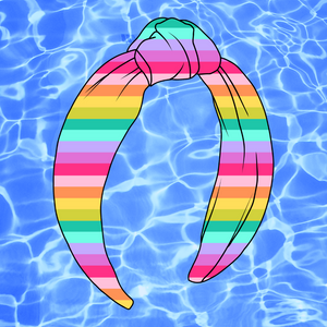 💦SWIM FABRIC TOP KNOT HEADBAND-Bright Summer Stripes