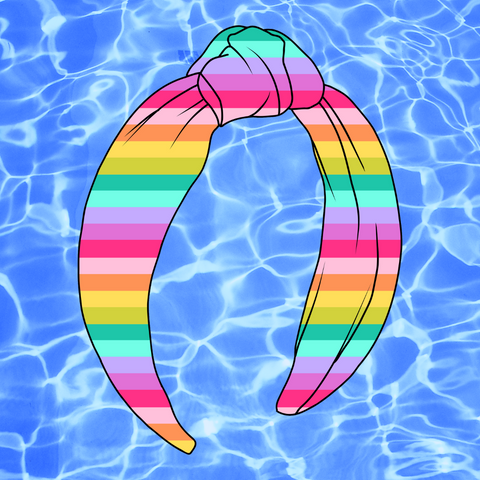 💦SWIM FABRIC TOP KNOT HEADBAND-Bright Summer Stripes