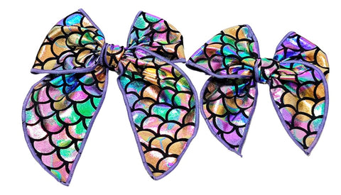 Choose Size-PRE-TIED SURGED EDGE METALLIC MERMAID BOW