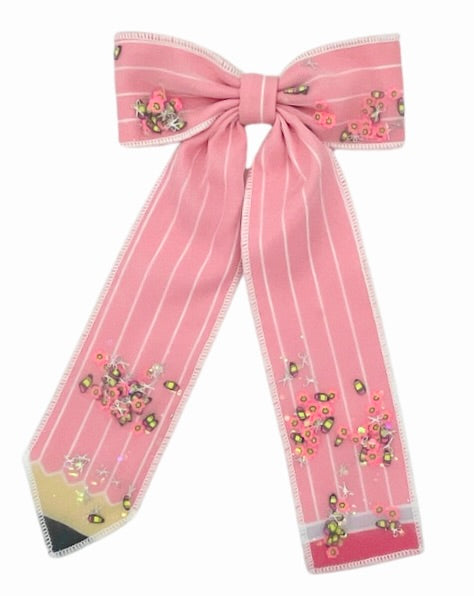 (PREORDER) PRE-TIED LONG TAIL BOW-Pencil SHAKER (Pink)