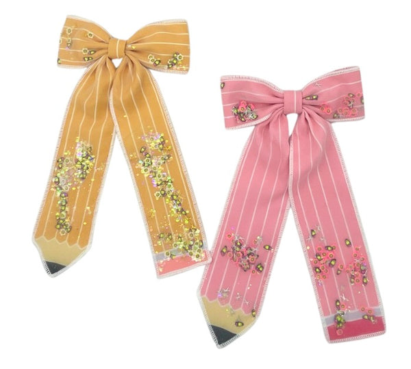 (PREORDER) PRE-TIED LONG TAIL BOW-Pencil SHAKER (Pink)