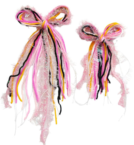 Choose Style-💡GLOW IN THE DARK Long Tail Messy Bows-Pink and Black