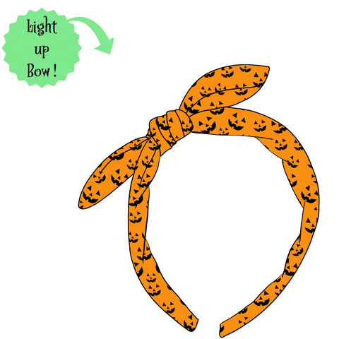 (PREORDER) 💡LIGHT UP!** KNOTTED BOW HEADBAND-Jack O' Lantern