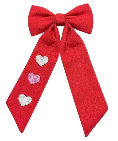 (PREORDER) Long Tail Bow-Red Hearts