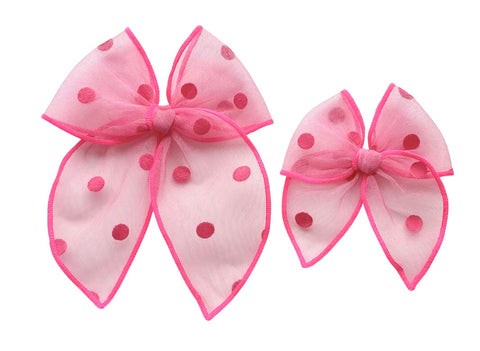 (PREORDER) Choose Size Tulle BOW-Pink Polkadots