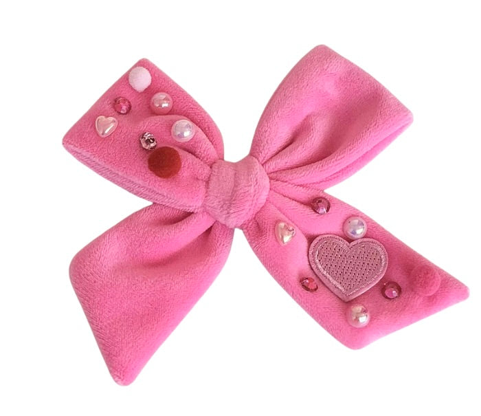 (PREORDER) PRE-TIED Pink Velvet Heart Bow