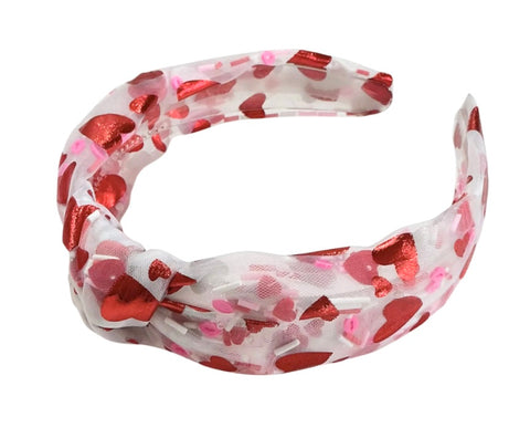 (PREORDER) TOP KNOT HEADBAND-Large Red Hearts SHAKER