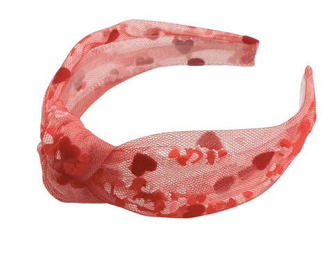(PREORDER) TOP KNOT HEADBAND-Red Hearts SHAKER