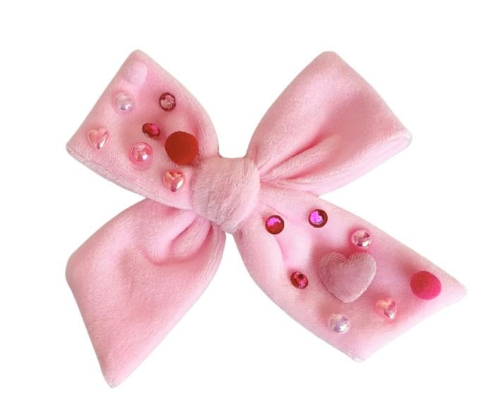 (PREORDER) PRE-TIED Light Pink Velvet Heart Bow
