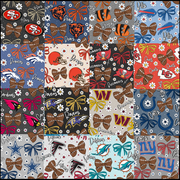 (PREORDER TOTE BAGS-STYLE 2T) All NFL Football Bow Teams-You Choose Team and Style