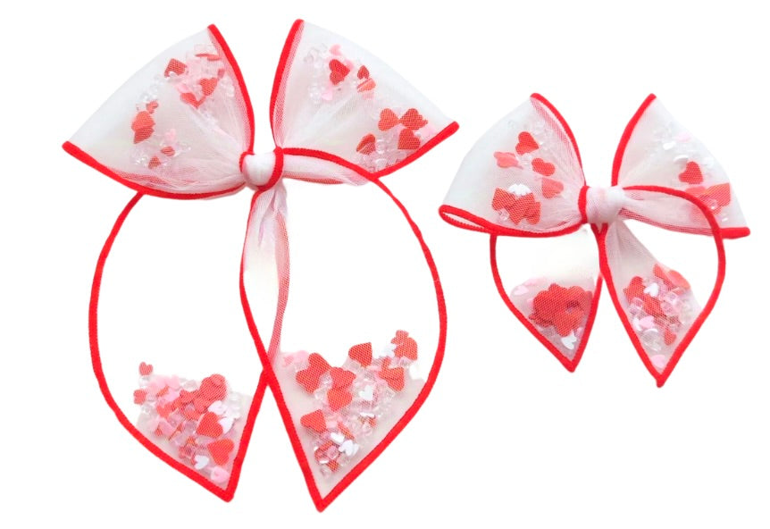 Choose Size PRE-FILLED/PRE-TIED SHAKER BOW-Love Hearts