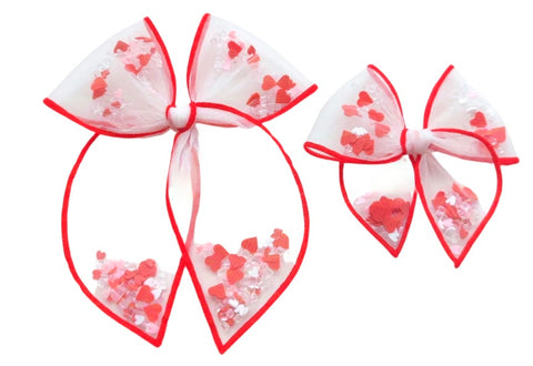 Choose Size PRE-FILLED/PRE-TIED SHAKER BOW-Love Hearts