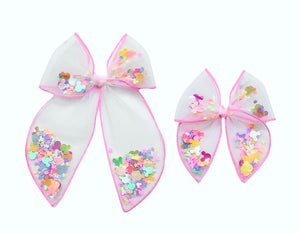 **PREORDER** Choose Size PRE-FILLED/PRE-TIED SHAKER BOW-Rainbow Mouse and Stars