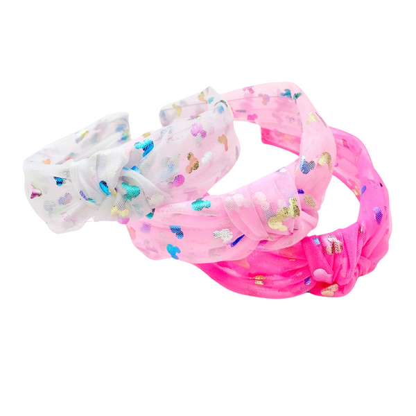 Choose Color-TOP KNOT Iridescent Mouse Tulle Headbands