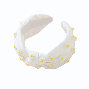 TOP KNOT HEADBAND-Embellished Daisies