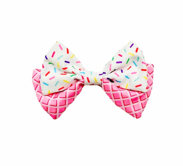 (PREORDER) PRE-TIED BOW-Pink Ice Cream Cone