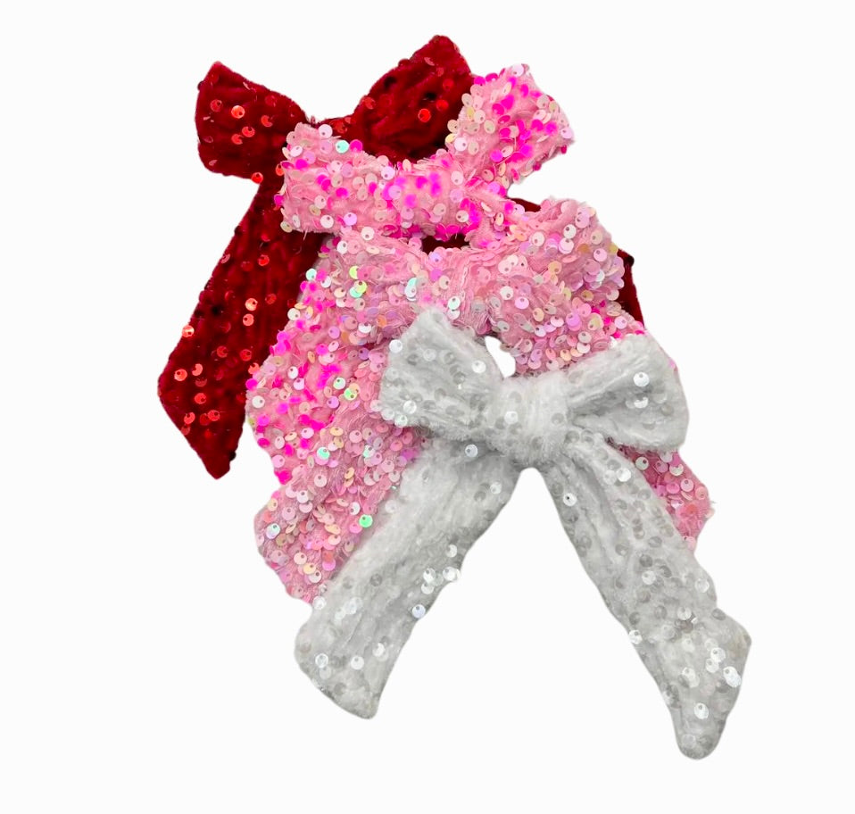 **READY TO SHIP** Choose Color-Long Tail Sequin Sparkle Bows