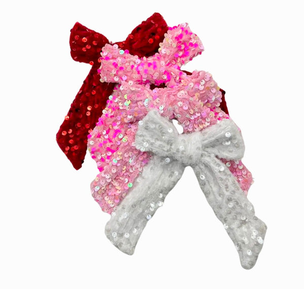 **READY TO SHIP** Choose Color-Long Tail Sequin Sparkle Bows