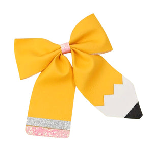 **READY TO SHIP** PRE-TIED LONG TAILS BOW-Faux Leather Pencil Bow