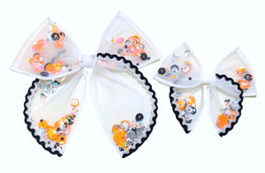 Choose Size-PRE-FILLED/PRE-TIED SHAKER BOW-Halloween Glam SCALLOPED